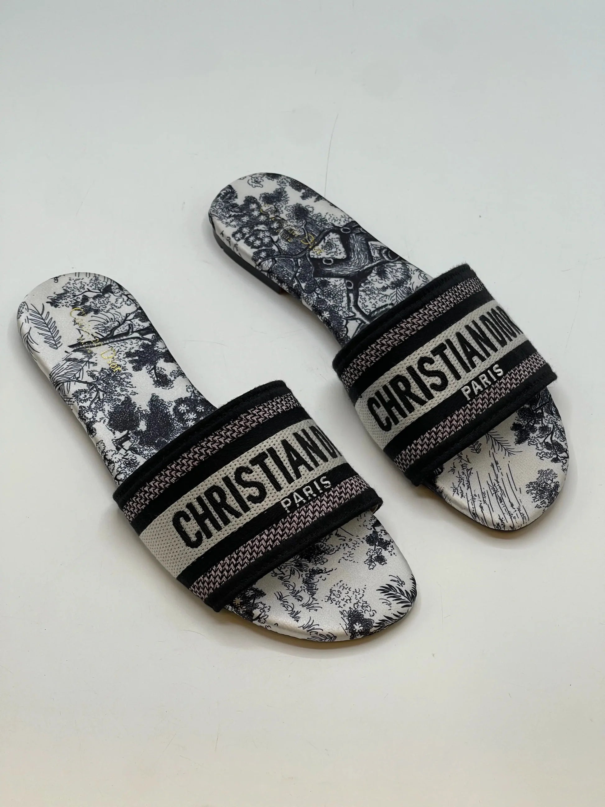 Christian Dior Canvas Slide Black & White - Master Series - Brand Box Packaging