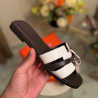 Hermes Oran Padlock Slides - White