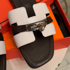 Hermes Oran Padlock Slides - White