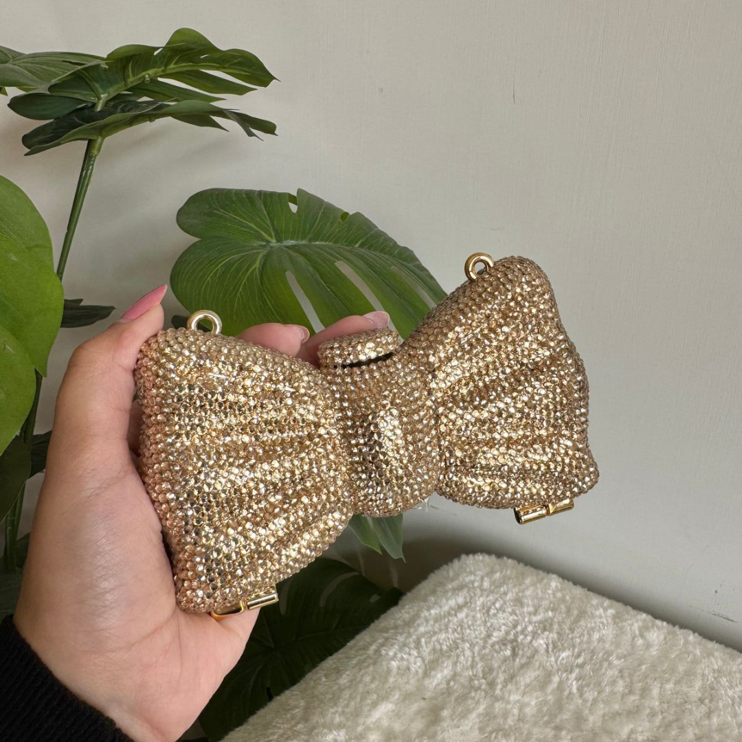 Viral Swarovski Mini Rhinestone Bow Clutch
