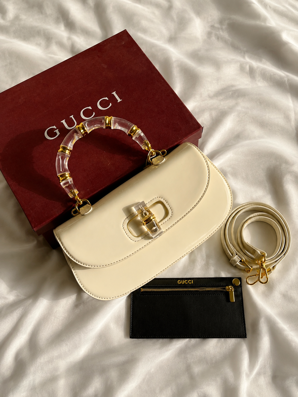 Gucci Bamboo 1947 Top Handle Bag – Ivory White