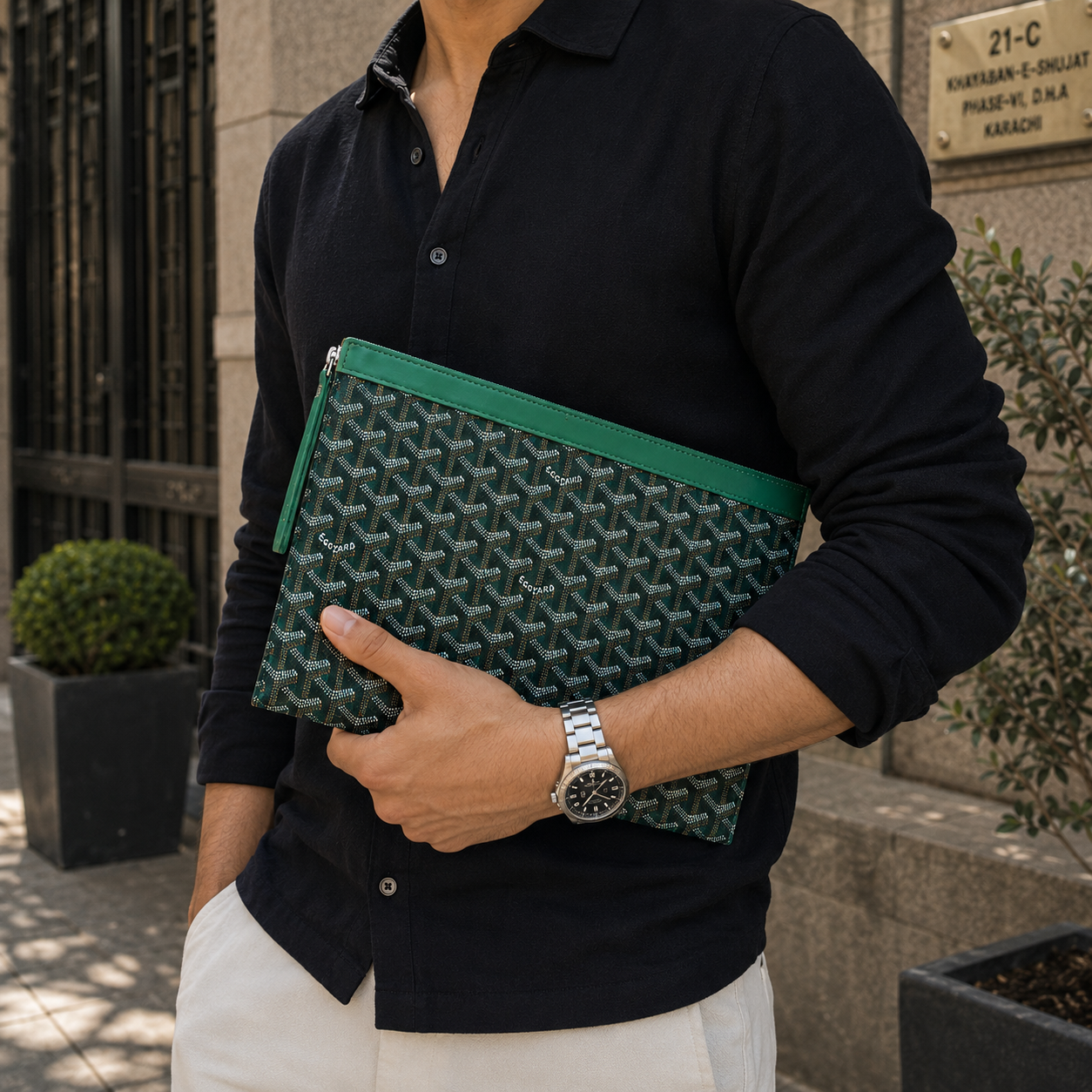 Unisex GoYard Conti Pouch - Green