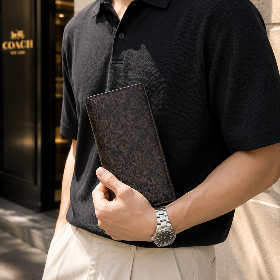 Coach Long Wallet in Signature Canvas