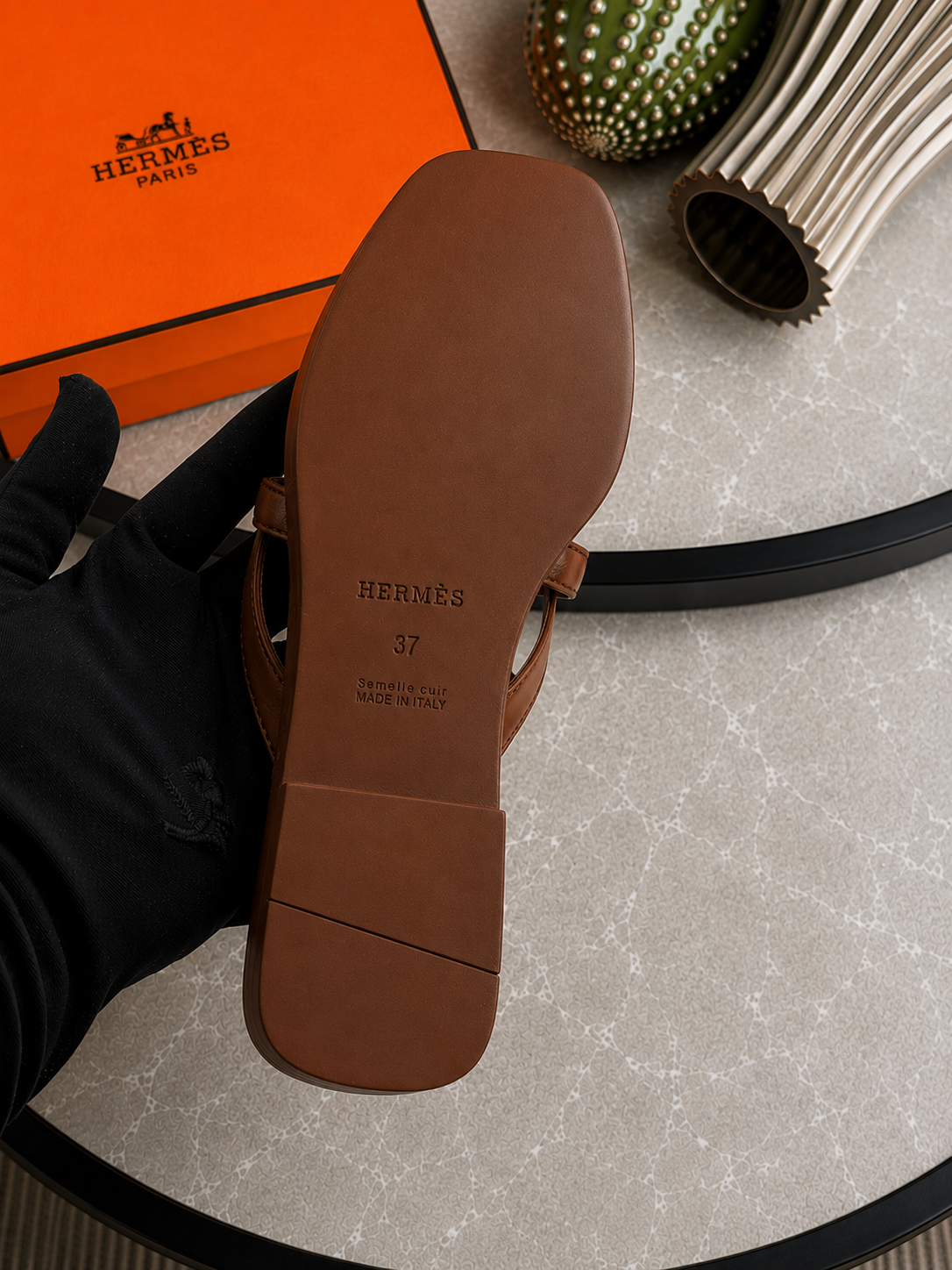 Hermes Miss Sandal in Calfskin