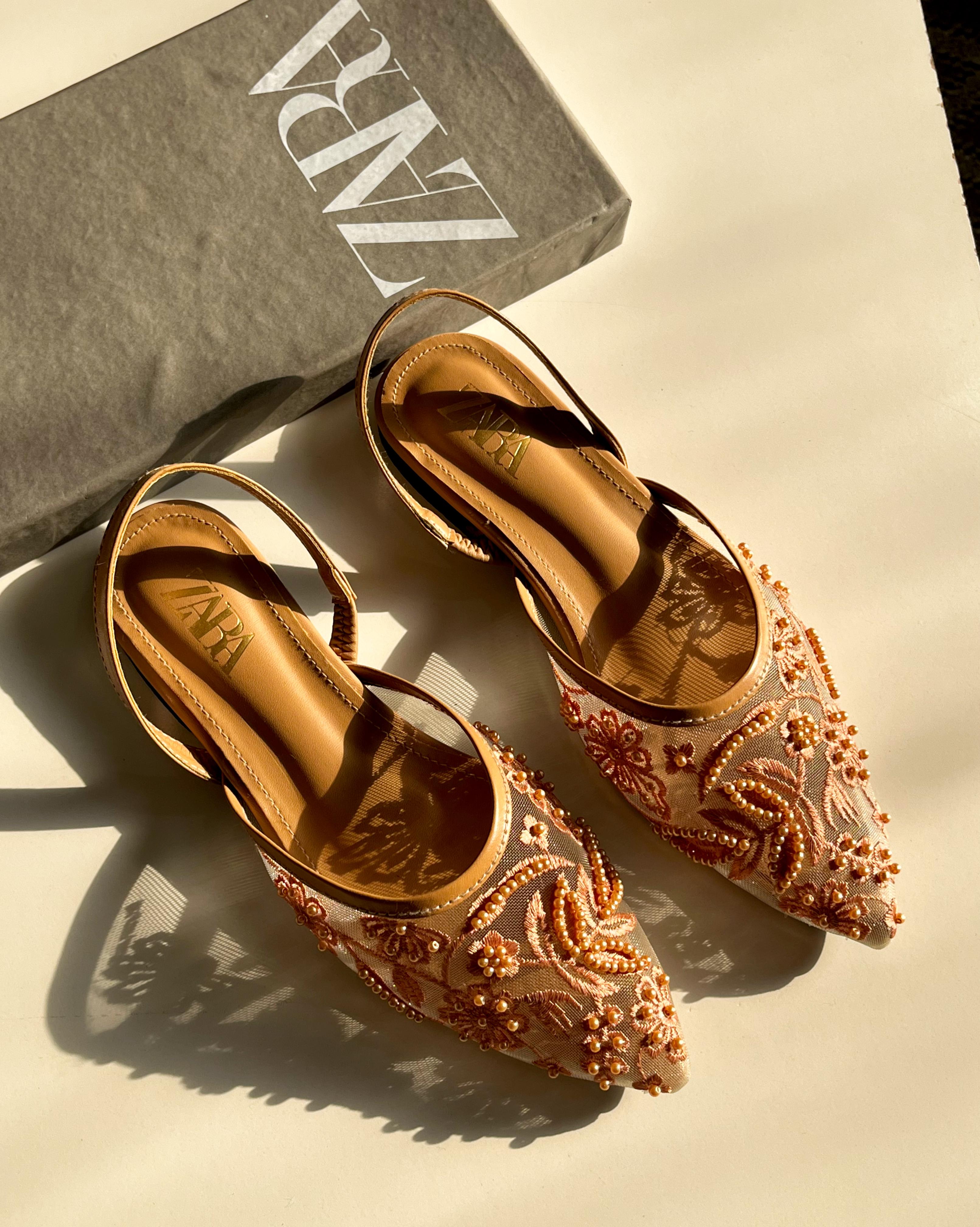 Zara Embroidery Net Flat Pump