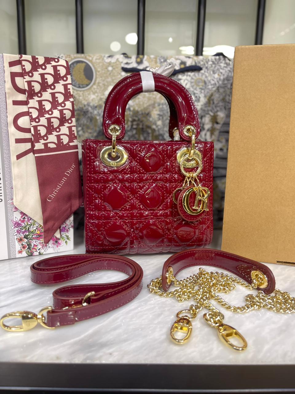 Christian Dior Lady Mini Handbag with Scraf - Master Plus Series - Box Packaging