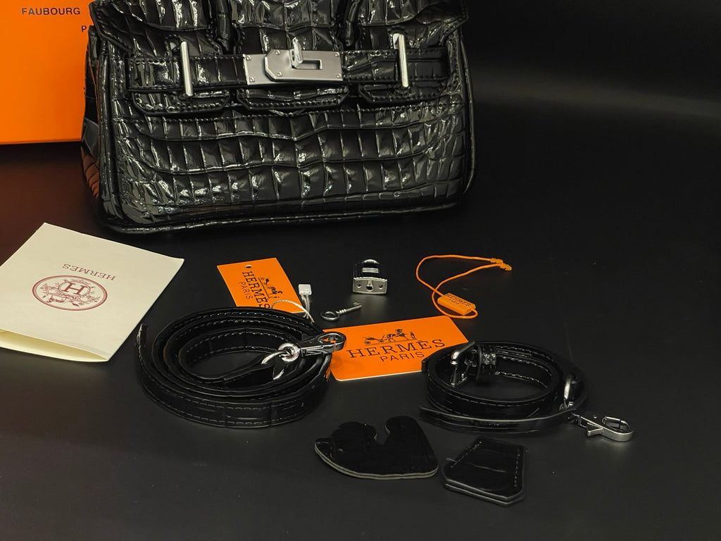 Hermes Crocodile Handbag - Black