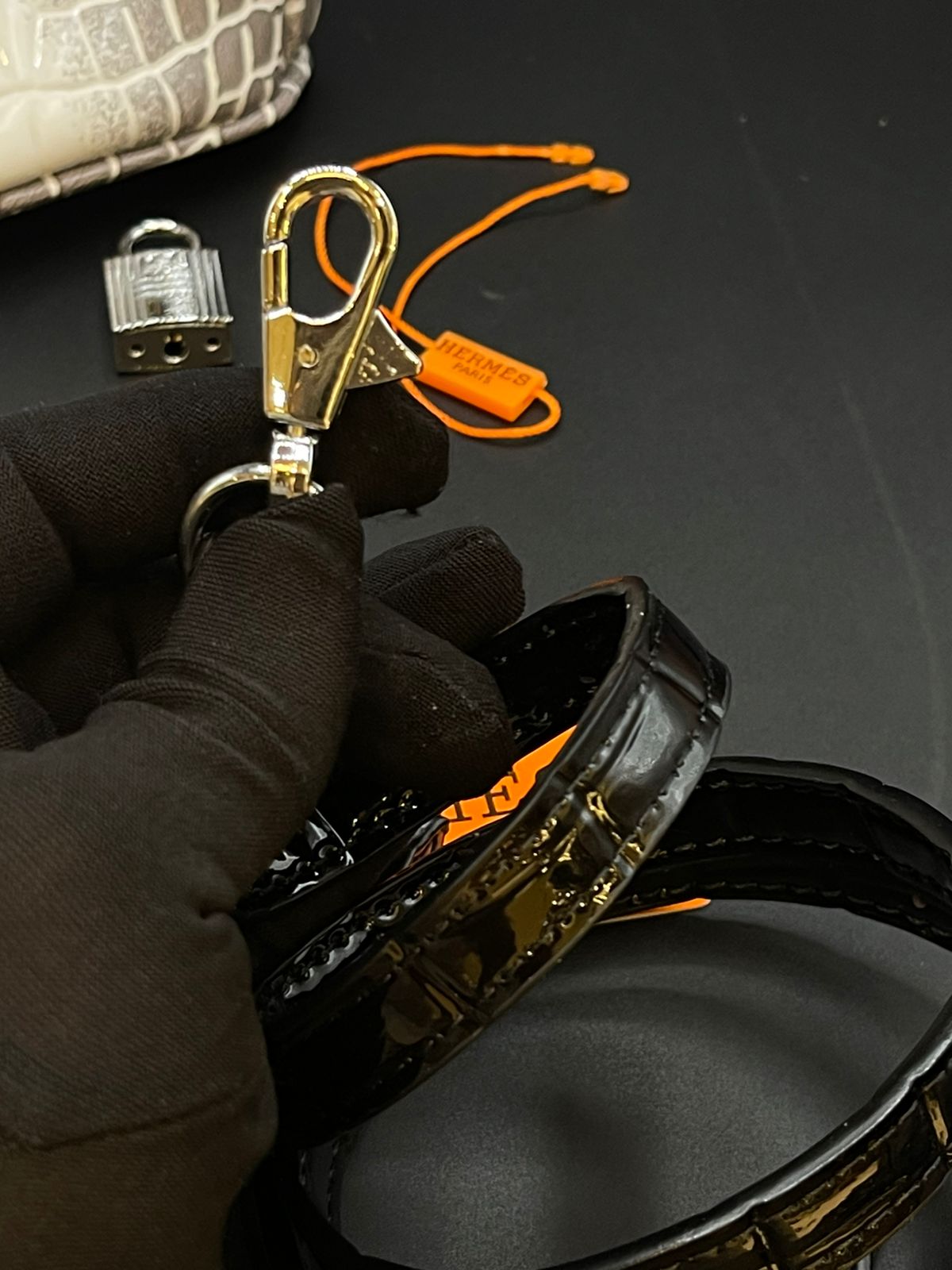 Hermes Crocodile Handbag - Black