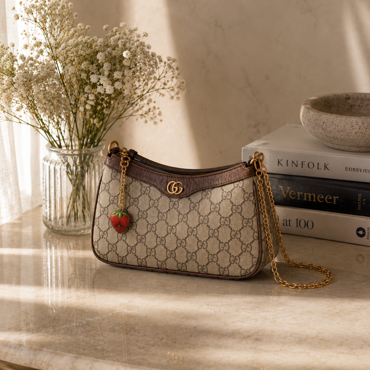 Gucci Ophidia GG Mini Bag with Strawberry Charm