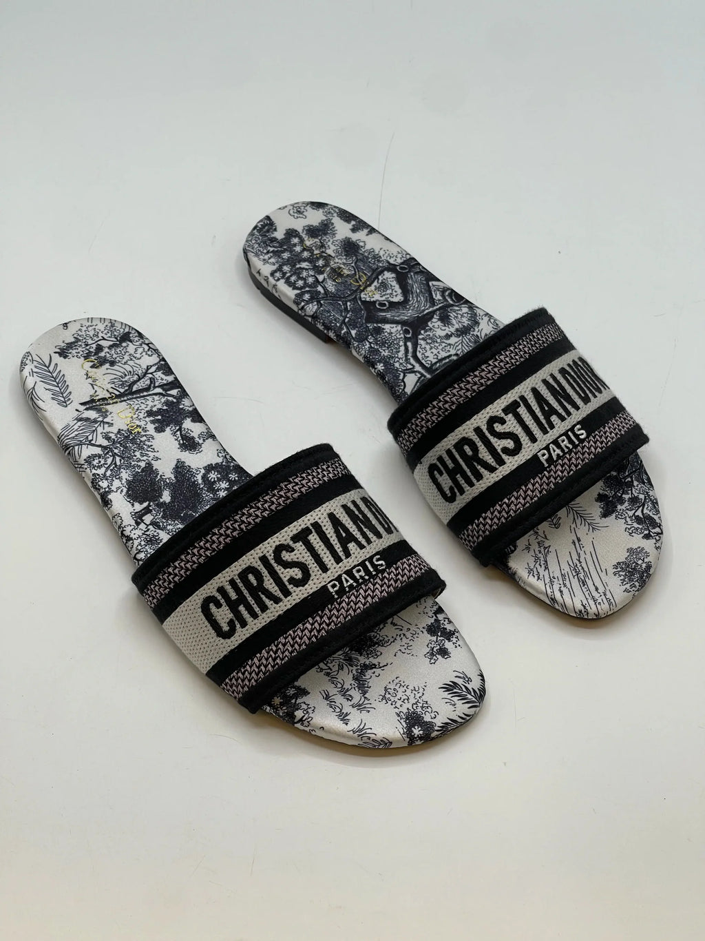 Christian Dior Canvas Slide - Black & White