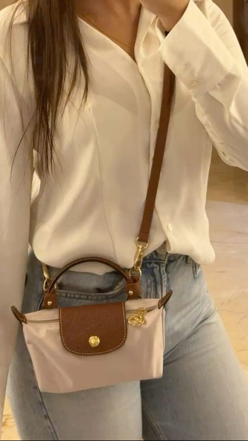 Long Champ Le Pliage Pouch With Handle Cross Body / Snatchel