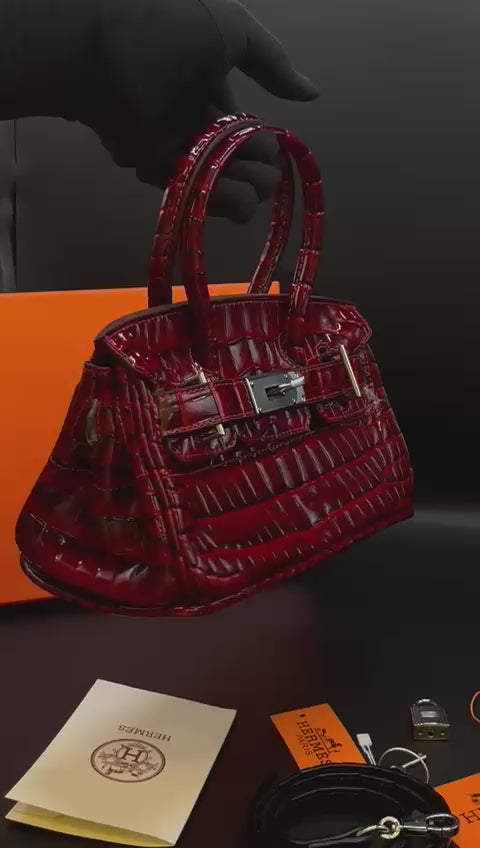 Hermes Crocodile Handbag - Maroon