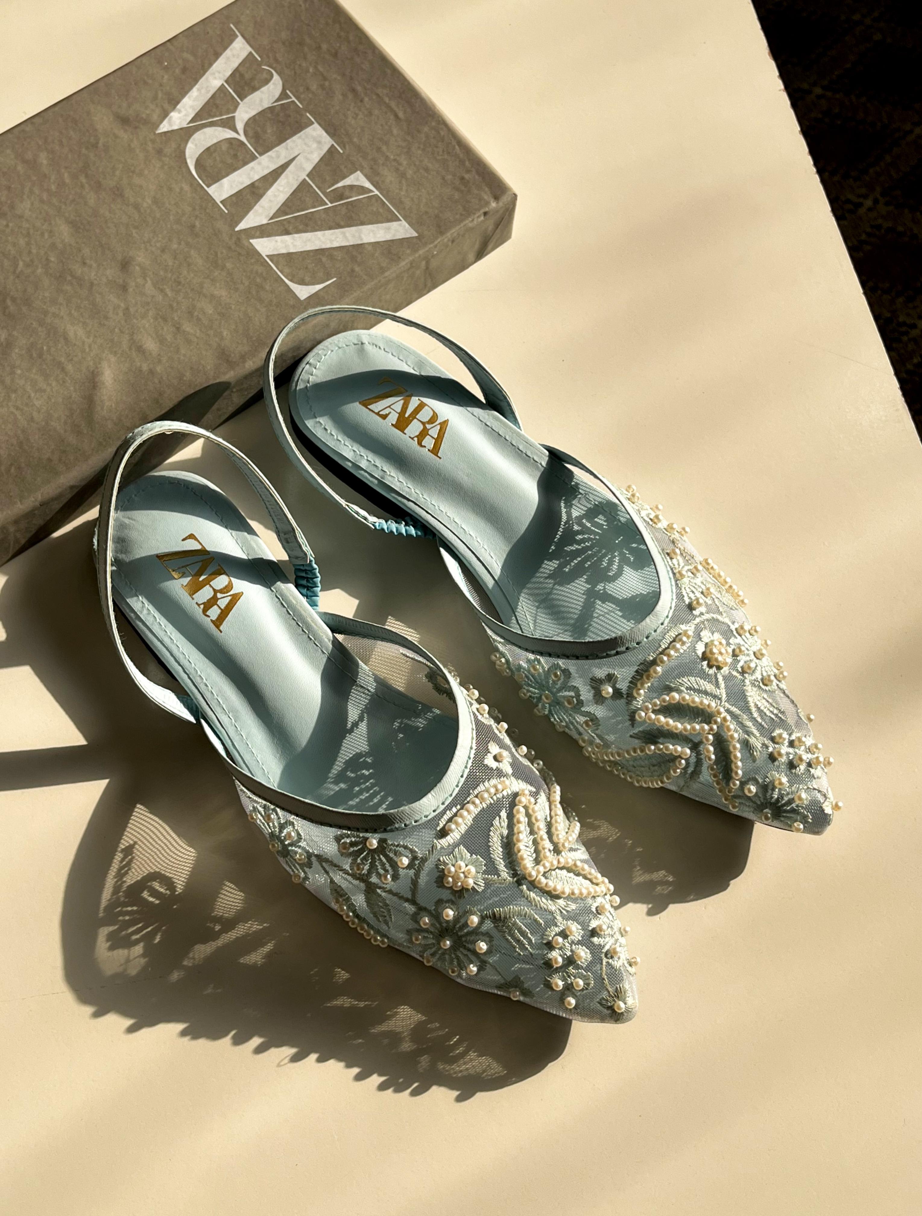 Zara Embroidery Net Flat Pump